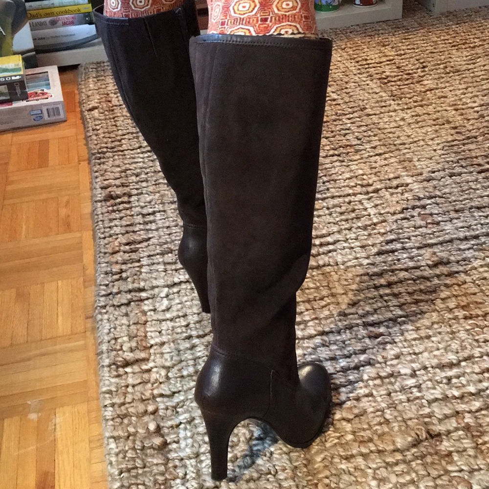 Chocolate suede leather high boots NEW